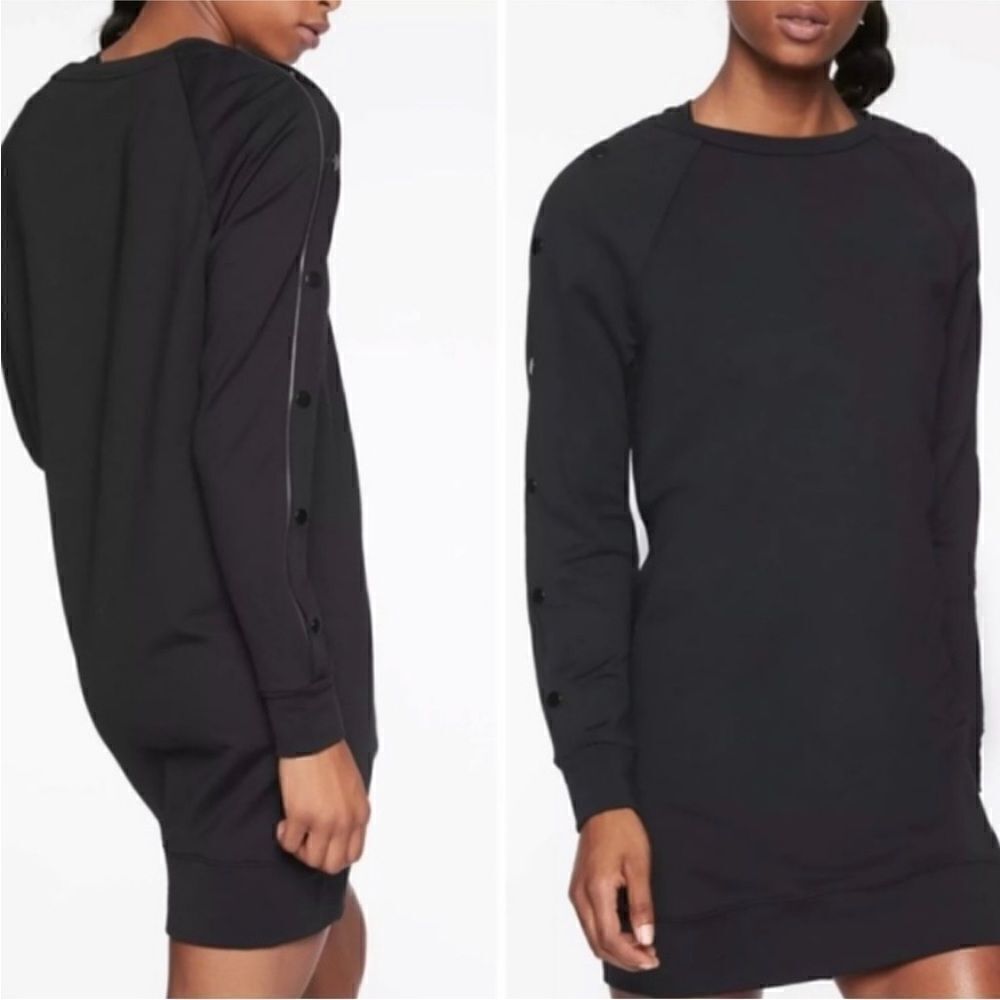 Athleta Black Snappy Sweatshirt  Dress | Size S